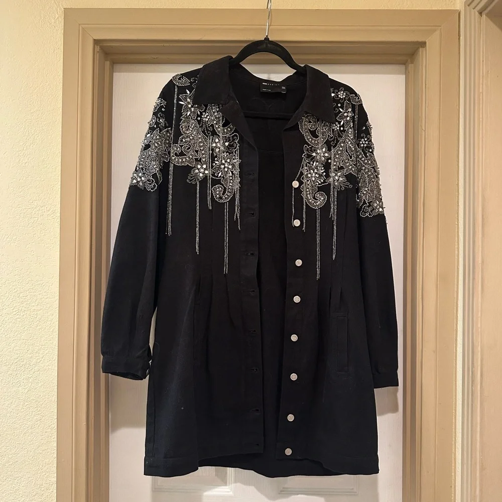 Black Jean Dress with Silver Embellishments - Picture 5 of 8